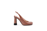 Croc-quilted Patent Eco-leather Slingback