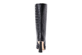 Croc-quilted Patent Eco-Leather Boots