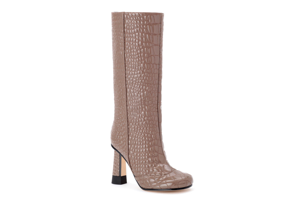 Croc-quilted Patent Eco-leather Boots