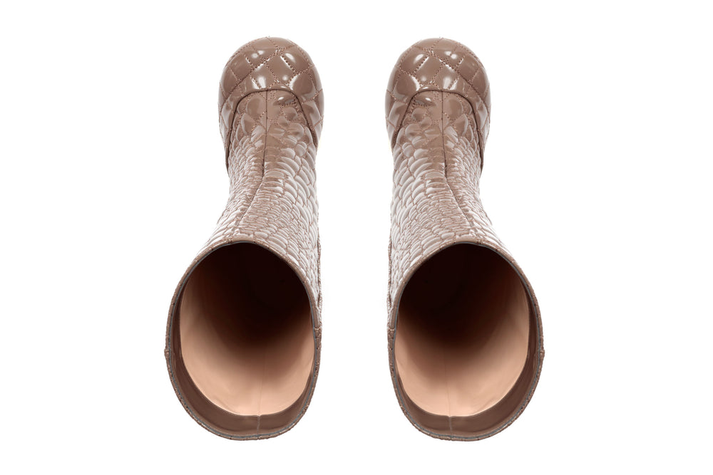 Croc-quilted Patent Eco-leather Boots