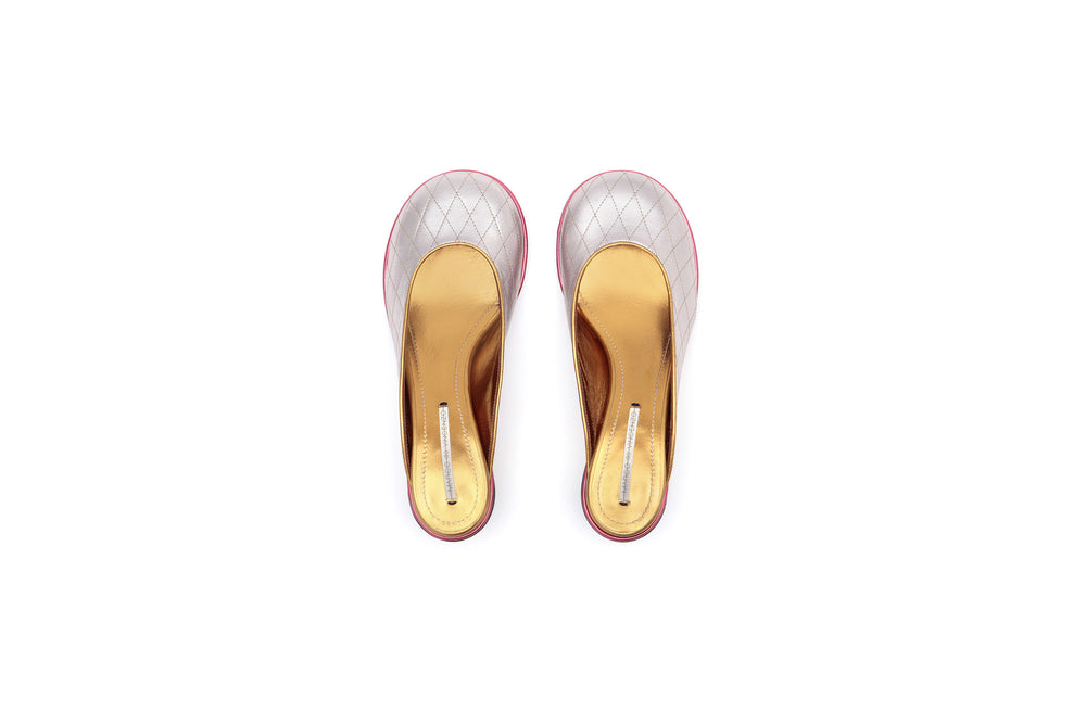 Laminated Leather Quilted Sabot