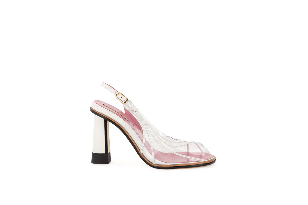 Pvc and leather slingback