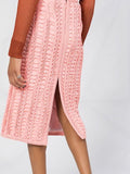 Pleated Front-Split Skirt