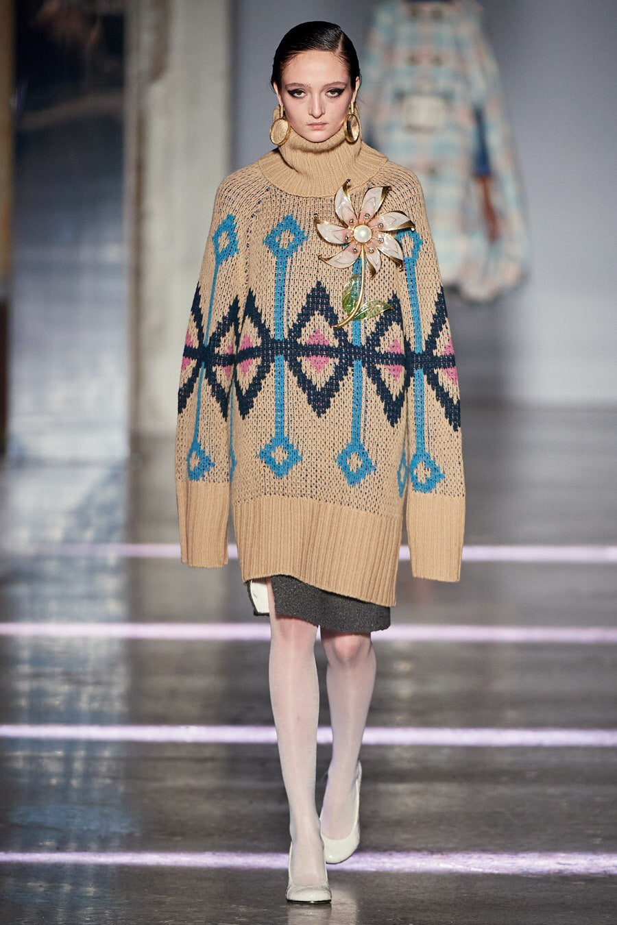 Maxi Shetland Jacquard-Knit Turtleneck Jumper